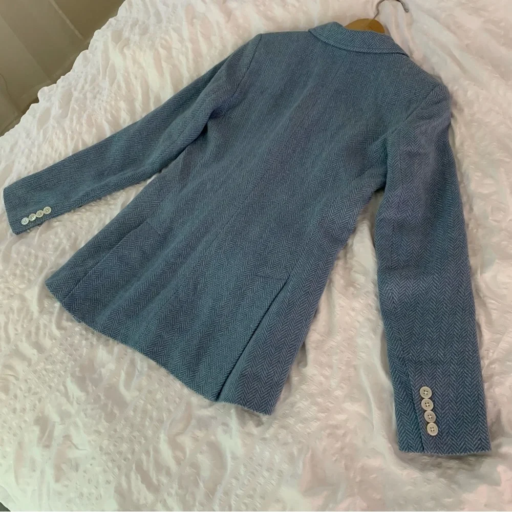 New Polo Ralph Lauren Blazer Blue Herringbone Linen Silk - Picture 7 of 15